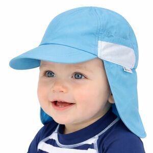 SwimZip Aqua blue UPF 50 kids sun protection adjustable flap hat size 6-24M
